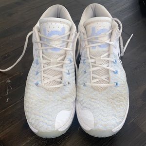 White Nike KD basketball shoes
